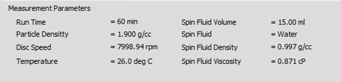 chemical parameters for Disc Centrifuge Photosedimentometry (DCP)